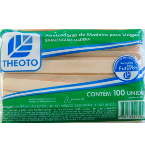 PALITO ABAIXADOR DE MADEIRA PARA LÍNGUA COM 100 UNIDADES THEOTO
