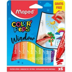CANETA MARCADORA PARA VIDRO COM 6 CORES COLOR PEPS MAPED