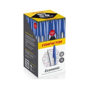 CANETA ESFEROGRÁFICA 1.0 PRETA C/50 ECONOMIC COMPACTOR