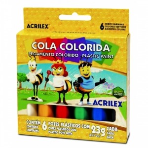 COLA COLORIDA COM 6 CORES REF.2606 ACRILEX