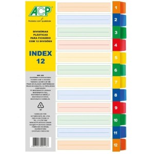 DIVISÓRIA PLASTICA 12 ÍNDICES COLOR REF.855 ACP