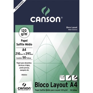BLOCO LAYOUT SEM MARGEM 120G/M² COM 50 FOLHAS CANSON