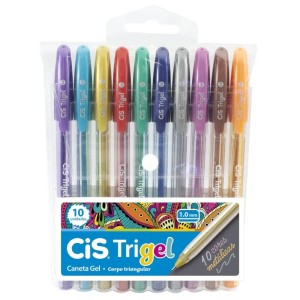 CANETA GEL 10 CORES  TRIGEL METALICA CIS