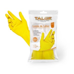 LUVA DE LÁTEX PARA LIMPEZA FORRADA G AMARELA TALGE