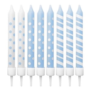 VELA PALITO ESTAMPADA AZUL CANDY 4406 C/8 UNIDADES MAKE