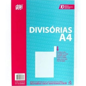 DIVISÓRIA PLASTICA A4 10 ÍNDICES CRISTAL 10INTBA YES