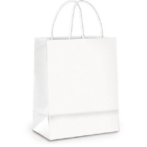 SACOLA DE PAPEL BRANCA 18 X 10,5 X 27 CM REF.113 ZAGAROLLO