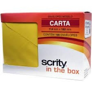 CAIXA DE ENVELOPE CARTA 114MMx162MM AMARELO COM 100 UNIDADES SCRITY