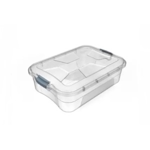 CAIXA ORGANIZADORA PLÁSTICA TRANSPARENTE DE 10 LITROS COM TRAVA UNINJET