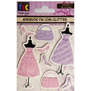 ADESIVOS FEITOS À MÃO COM GLITTER VESTIDOS REF.13396 TOKE E CRIE