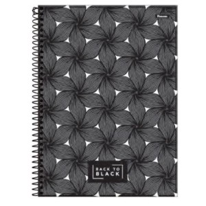 CADERNO 160FLS 10 MATÉRIAS UNIVERSITÁRIO CAPA DURA ESPIRAL BACK TO BLACK FORONI