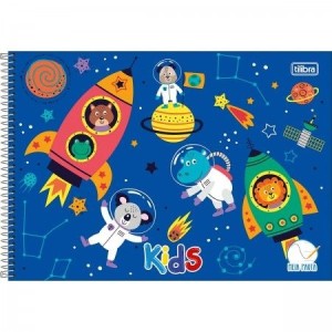 CADERNO 40FLS MEIA PAUTA CAPA DURA ESPIRAL SAPECA KIDS MASCULINO TILIBRA