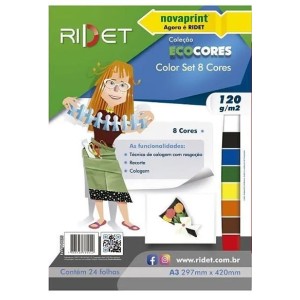 BLOCO ECOCORES A3 120G 24FLS 8 CORES NOVAPRINT