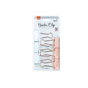 BINDER CLIPS 25MM BRANCO E ROSE C/06 UNIDADES BRW