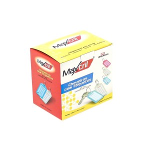 CHAVEIRO PLÁSTICO COLORIDO C/50 IDENTIFICADORES MAXCRIL WALEU