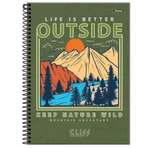 CADERNO 1/4 160FLS CAPA DURA ESPIRAL CLIFF MASCULINO FORONI