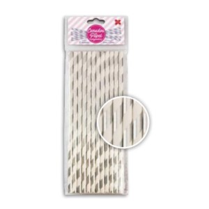 CANUDO DE PAPEL LISTRADO - PRATA METALIZADO 6MMx200MM C/12 UNIDADES 4300 MAKE
