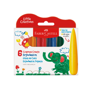 GIZ DE CERA 6 CORES FOGUETE LITTLE CREATIVES FABER CASTELL