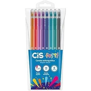 CANETA ESFEROGRÁFICA 0,7 FEST 8 CORES CIS 