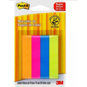 MARCADOR DE PAGINAS FLAGS PAPEL 4 CORES 180FLS 15x76MM 3M